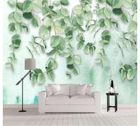 Three Dimensional Hand Painted Watercolour Green Leaves Vines 3D Wallpaper Easy Install Feature Office Living Room Sofa Bedroom TV Background Wall Decoration-150cm×105cm