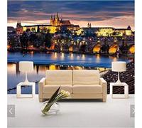 Three Dimensional Houses Architecture Bridges Lakes Night Scenery 3D Wallpaper Easy Install Feature Office Living Room Sofa Bedroom TV Background Wall Decoration-350cm×256cm