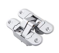 Three Dimensional Invisible Door Hinge, Adjustable Cross Zinc Alloy 180 Degrees Inside and Outside Concealed Hinges(Silver,Left Open)