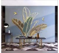 Three Dimensional Light Luxury Relief Banana Leaves Birds in Flight 3D Wallpaper Easy Install Feature Office Living Room Sofa Bedroom TV Background Wall Decoration-350cm×256cm