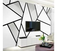 Three Dimensional Minimalist Black and White Geometric Lines Art 3D Wallpaper Luxury Home Dining Decor Paste Sofa Living Room The Wall for Bedroom Mural-300cm×210cm