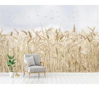 Three Dimensional Minimalist Golden Wheat Birds in Flight 3D Wallpaper Easy Install Feature Office Living Room Sofa Bedroom TV Background Wall Decoration-150cm×105cm