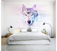 Three Dimensional Minimalist Watercolour Animals Wolf 3D Wallpaper Easy Install Feature Office Living Room Sofa Bedroom TV Background Wall Decoration-400cm×280cm