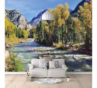 Three Dimensional Mountain Peaks Forests Creeks Art 3D Wallpaper Easy Install Feature Office Living Room Sofa Bedroom TV Background Wall Decoration-250cm×170cm