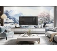 Three Dimensional Mountain Peaks Rivers Forests Architecture 3D Wallpaper Easy Install Feature Office Living Room Sofa Bedroom TV Background Wall Decoration-250cm×170cm