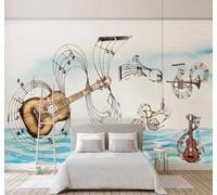 Three Dimensional Music Guitar Musical Instrument Pattern 3D Wallpaper Easy Install Feature Office Living Room Sofa Bedroom TV Background Wall Decoration-400cm×280cm