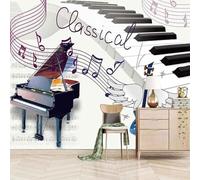 Three Dimensional Piano Guitar Music Art 3D Wallpaper Textured Silk Easy Install Living Room Sofa Bedroom Dining Room Home Decoration Wall-350cm×256cm