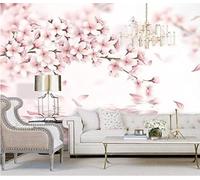 Three Dimensional Pink Flowers Butterflies Reflections 3D Wallpaper Easy Install Feature Office Living Room Sofa Bedroom TV Background Wall Decoration-430cm×300cm