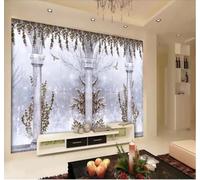 Three Dimensional Roman Columns Plants Flowers Snowy Landscape 3D Wallpaper Easy Install Feature Office Living Room Sofa Bedroom TV Background Wall Decoration-150cm×105cm