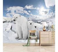 Three Dimensional Sky White Animal Bear 3D Wallpaper Premium Textured Silk Study Dining Living Room Bedroom Sofa TV Wall Easy Install-400cm×280cm