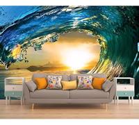 Three Dimensional Sunrise Sea Sea Waves 3D Wallpaper Easy Install Feature Office Living Room Sofa Bedroom TV Background Wall Decoration-200cm×140cm