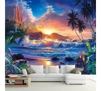 Three Dimensional Warm and Beautiful Sunrise Peaks of The Sea 3D Wallpaper Easy Install Feature Office Living Room Sofa Bedroom TV Background Wall Decoration-400cm×280cm