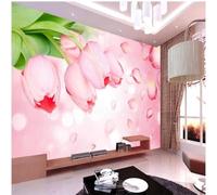 Three Dimensional Warmth Warmth Romance Tulip Flower 3D Wallpaper Silky Texture Home Study Office Grey Dining Room Sofa Bedroom Living Room TV Backdrop-430cm×300cm