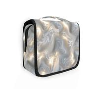 Three-Dimensional White Wave Abstract largoiletry Bags for Women with Hanging Hook Portable Bags for Men Vacation