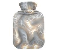 Three-Dimensional White Wave Abstract Water Bottle for hot Water with Soft Cover, 2L hot Compress for Sore Muscle, Neck and Shoulder Pain Relief, Bolsa para agua Caliente para Dolor