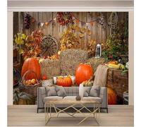 Three Dimensional Wood Panel Leaves Autumn Fruits Harvest 3D Wallpaper Luxury Home Dining Decor Paste Sofa Living Room The Wall for Bedroom Mural-300cm×210cm