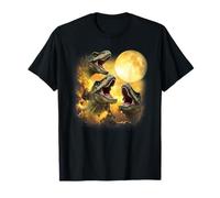 Three dinosaurs Howling At The Moon yellow tie dye T-Rex T-Shirt