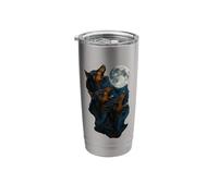 Three Doberman Pinscher Howling at The Moon 3 Dobie Moon Stainless Steel Insulated Tumbler