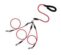 Three Dog Leash，360 ° Rotating Anti Entanglement Dog Leash, Suitable for Carrying Multiple Beloved Dogs for Travel，Red-3in1
