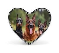 Three Dogs Black Doberman Pinscher Heart Love Badge Lapel Pins Metal Brooch for Men Women Clothes Bags Hats