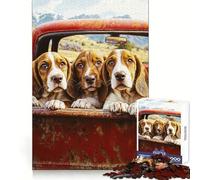Three Dogs in A Truck Bed Jigsaw Puzzles 1000 Piece for Teenagers Improve Memory Relaxing Fun Sharp Edge Unique Gift (38x26cm)