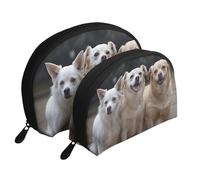 Three Dogs Portable Shell Cosmetic Bag Set - Travel Makeup Organiser with Zipper & Inner Compartments