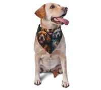 Three Dogs Pug With Brown And Printed Graphic Pet Triangle Scarf For Dogs & Cats, Adjustable Cute Pet Bandana For & Photo Shoots