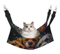 Three Dogs Pug With Brown And Printed Pet Hammock - Sleeping Hammock For Cats, Rabbits, Ferrets, Puppies, Small Animals