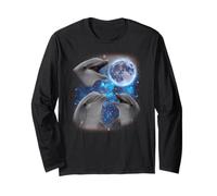 Three Dolphins Howling at The Moon Weird Meme Dolphin Long Sleeve T-Shirt