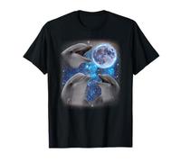 Three Dolphins Howling at The Moon Weird Meme Dolphin T-Shirt