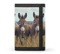 Three Donkeys F Trifold Men's Wallets with 8 Card Slots & Key Hook Slim Travel Purse Money Clip