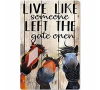 Three Donkeys Live Like Someone Left The Gate Open Farm Fun Tin Sign Old fashioned Farm Kitchen Bathroom Bar Home Wall Decoration Metal Tin Sign 6x8 inches
