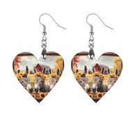 Three Donkeys with Sunflowers Women's Wooden Earring Drop Dangle Earrings Pendant Jewelry Love
