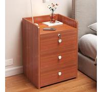 Three Drawer Bedside Table with Lock - White Fir Nightstand for Storage in Bedrooms, Rental Rooms & Living Spaces - Stylish & Functional Design