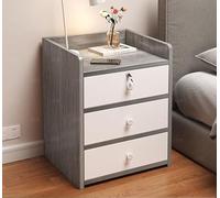 Three Drawer Bedside Table with Lock - White Fir Nightstand for Storage in Bedrooms, Rental Rooms & Living Spaces - Stylish & Functional Design