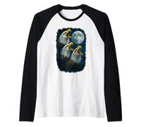 Three Eagles Howling At The Moon 3 Eagle Moon Raglan Baseball Tee