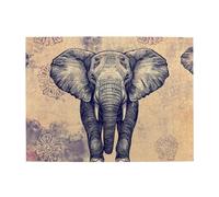 Three Elephants In A Retro Background Wooden Puzzle 500 Piece Jigsaw Puzzle for Adults Challenging Puzzle for Game Size 15"x20.4"