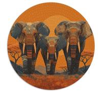 Three Elephants in African Art Style with Patterns on Their Bodies Puzzle 1000pcs (67.5x67.5cm) Puzzles, Die Für Erwachsene Und Personen Ab 14 Jahren Geeignet Sind