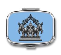 Three Elephants Laos Pill Box 2 Compartment Pill Case Decorative Organizer Storage Boxes Holder Cute