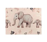 Three Elephants On A Pink Background Wooden Puzzle 500 Piece Jigsaw Puzzle for Adults Challenging Puzzle for Game Size 15"x20.4"