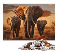 Three Elephants Puzzles 500 Pieces Wooden Puzzles for Adults & Teenager Learning Educational Toys 500pcs (52x38cm)