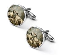 Three English Setters Dogs Men's Cufflinks Tuxedo Cuff Links Dress Shirt Tie Accessories for Business Weddings