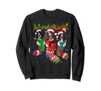 Three English Springer Spaniels In Christmas Socks Sweatshirt