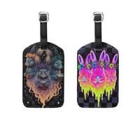 Three Ethereal Ghosts Bunnies Gothic Style Spooky Ghostly Easter Rabbits Design 2 Pcs Luggage Tags Ship Essentials Travel Tags with Name ID Card for Cruise Ship