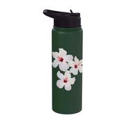 Three Exotic White Hibiscus Tropical Flowers Shapes Mania Stainless Steel Insulated Water Bottle