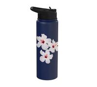 Three Exotic White Hibiscus Tropical Flowers Shapes Mania Stainless Steel Insulated Water Bottle