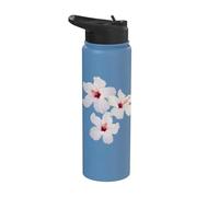 Three Exotic White Hibiscus Tropical Flowers Shapes Mania Stainless Steel Insulated Water Bottle