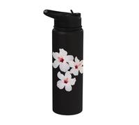 Three Exotic White Hibiscus Tropical Flowers Shapes Mania Stainless Steel Insulated Water Bottle
