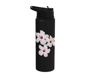 Three Exotic White Hibiscus Tropical Flowers Shapes Mania Stainless Steel Insulated Water Bottle