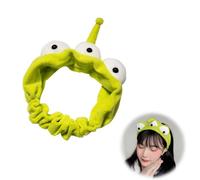 Three Eyed Alien Headband - Cute Plush Toy Green Monster Headband - Funny Anime Elastic Headwear for Taking Photos and Daily Wash Up - Women Men
